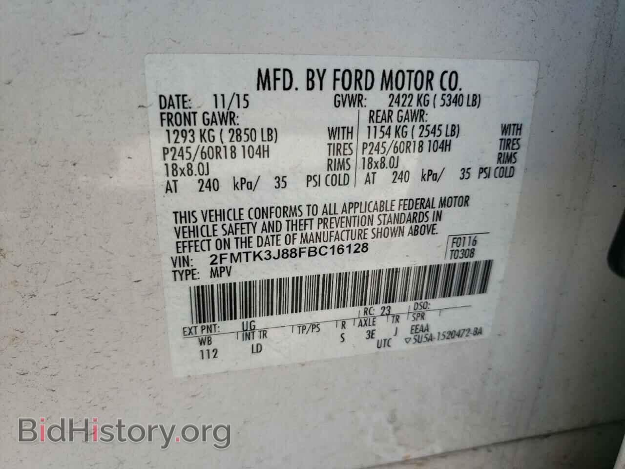 2015 FORD EDGE - VIN: 2FMTK3J88FBC16128 - Photo 10