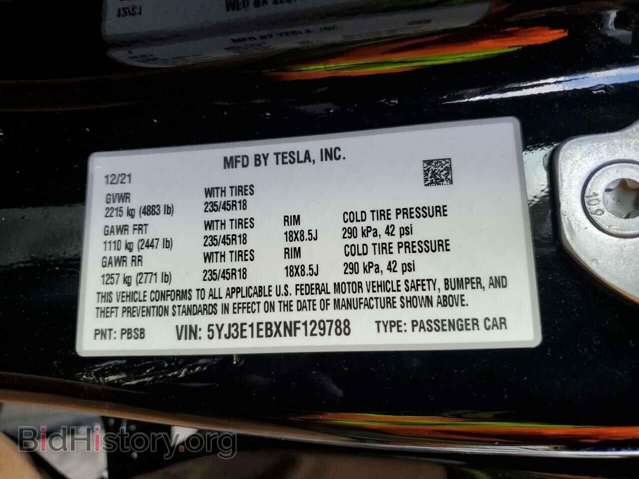 2022 TESLA MODEL 3 - VIN: 5YJ3E1EBXNF129788 - Фото 12