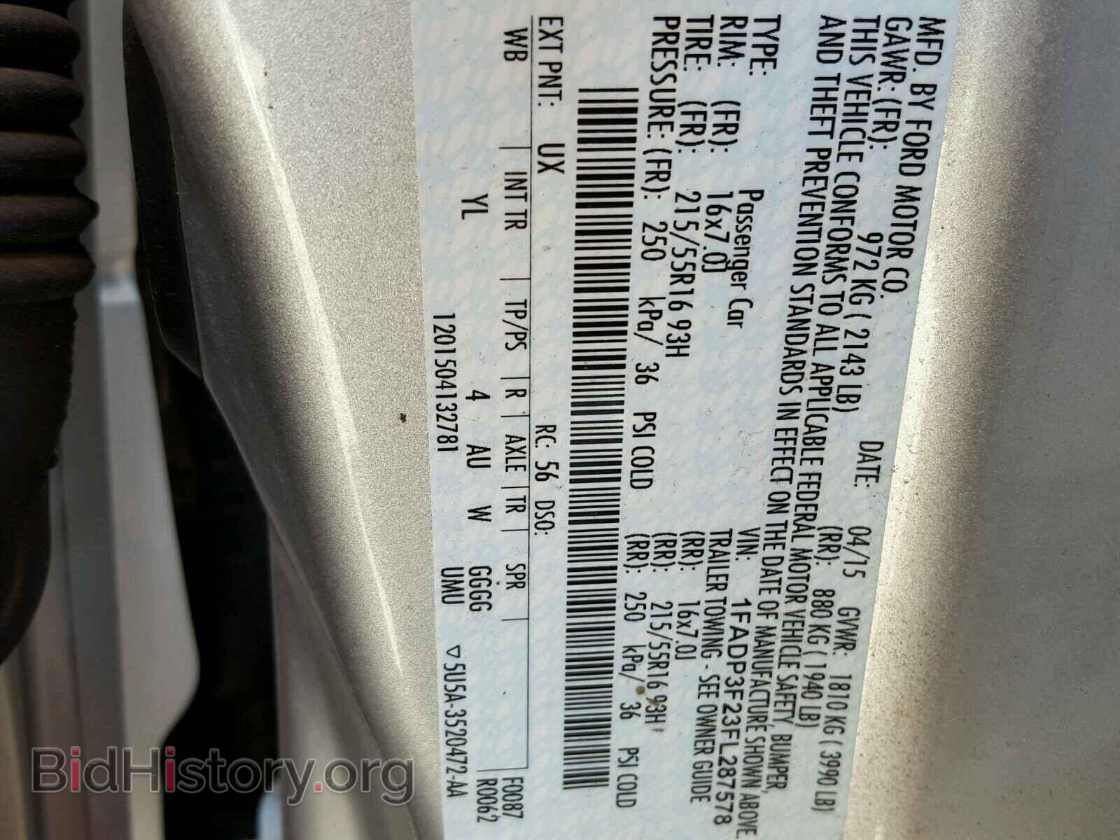 2015 FORD FOCUS - VIN: 1FADP3F23FL287578 - Фото 10