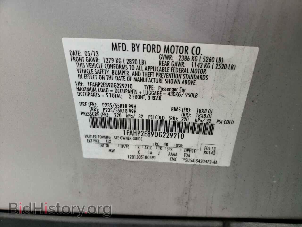 2013 FORD TAURUS - VIN: 1FAHP2E89DG229210 - Фото 10
