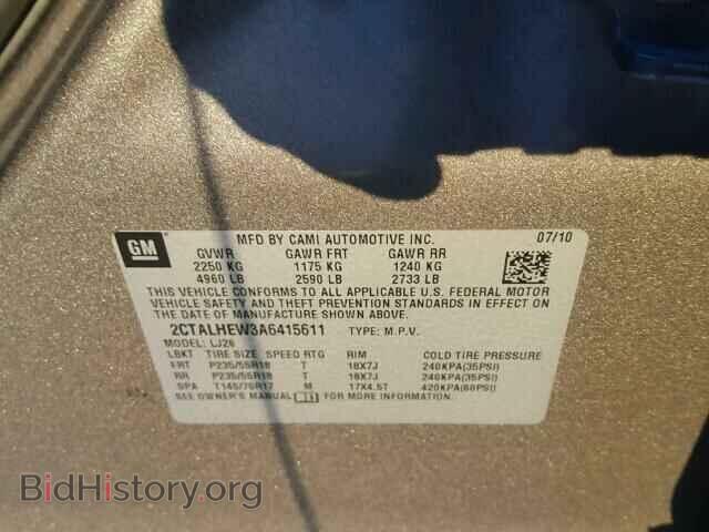 2010 GMC TERRAIN - VIN: 2CTALHEW3A6415611 - Фото 10