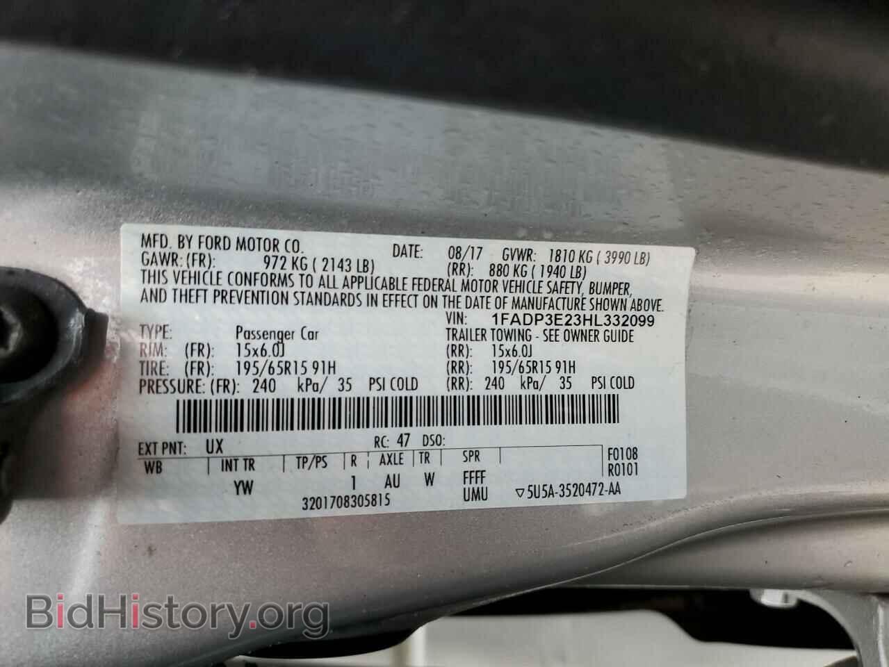 2017 FORD FOCUS - VIN: 1FADP3E23HL332099 - Фото 12