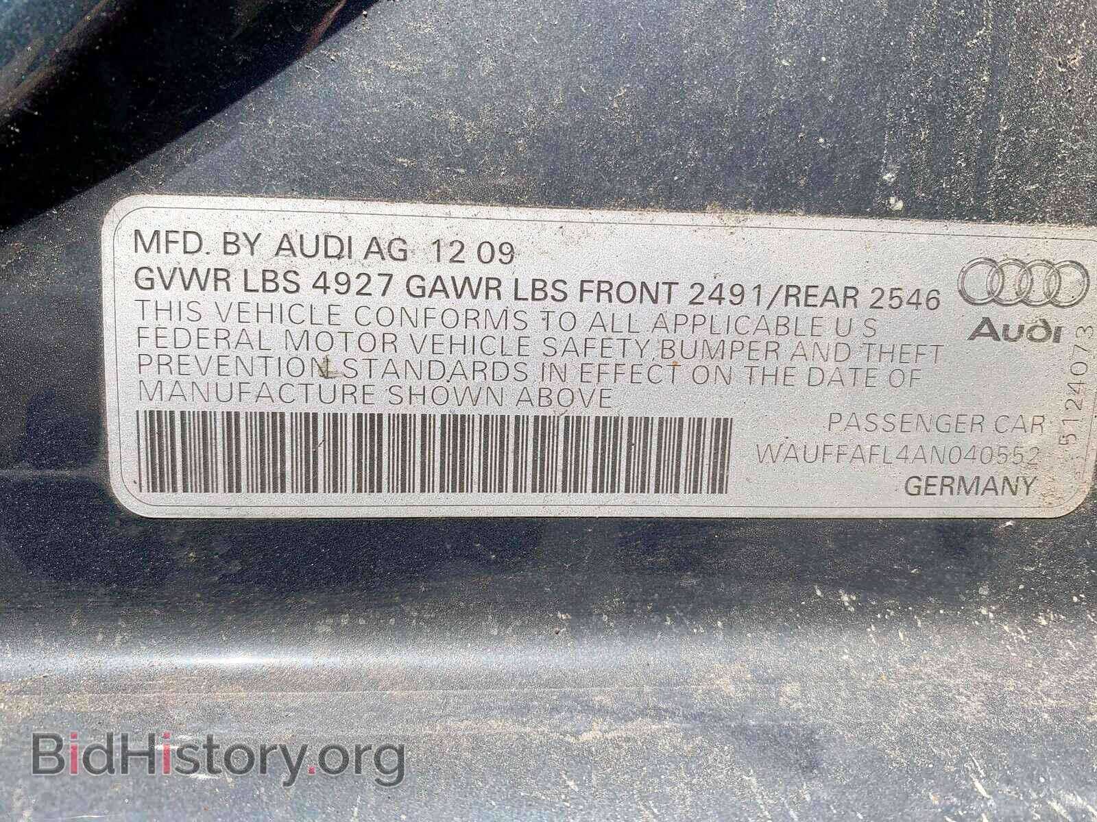 2010 AUDI A4 - VIN: WAUFFAFL4AN040552 - Фото 5