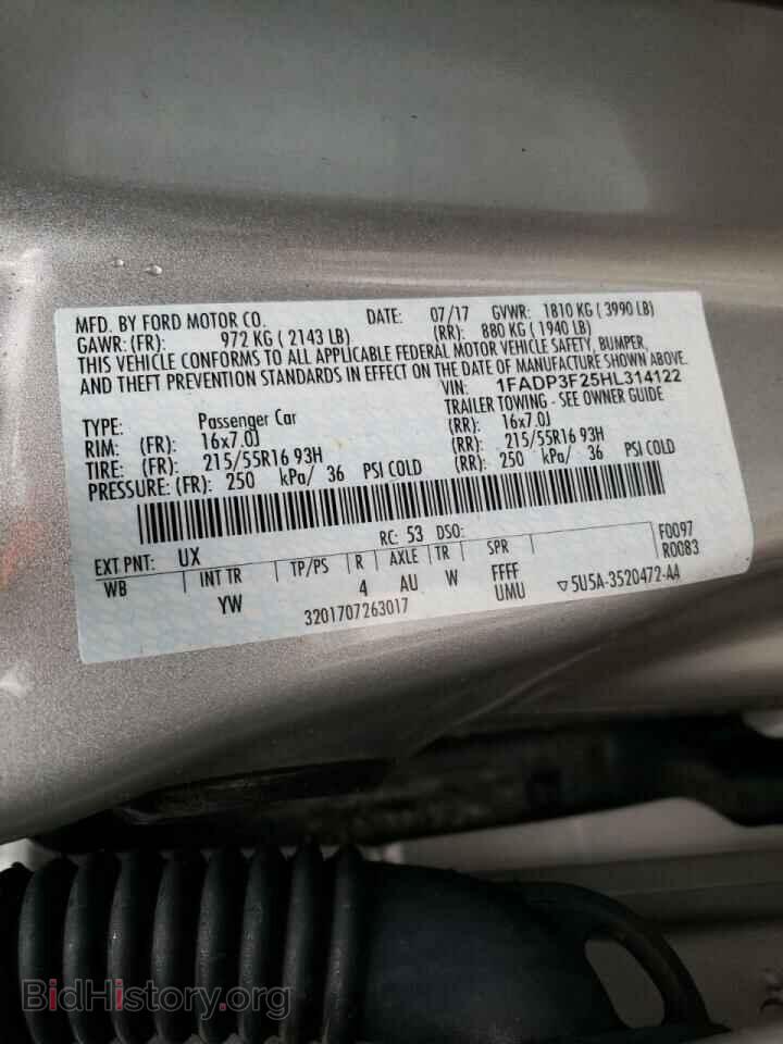 2017 FORD FOCUS - VIN: 1FADP3F25HL314122 - Фото 10