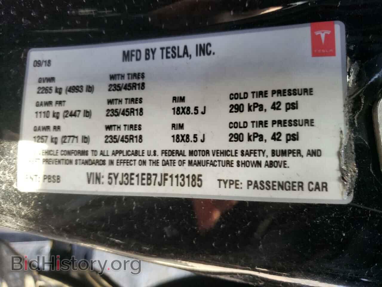 2018 TESLA MODEL 3 - VIN: 5YJ3E1EB7JF113185 - Photo 10