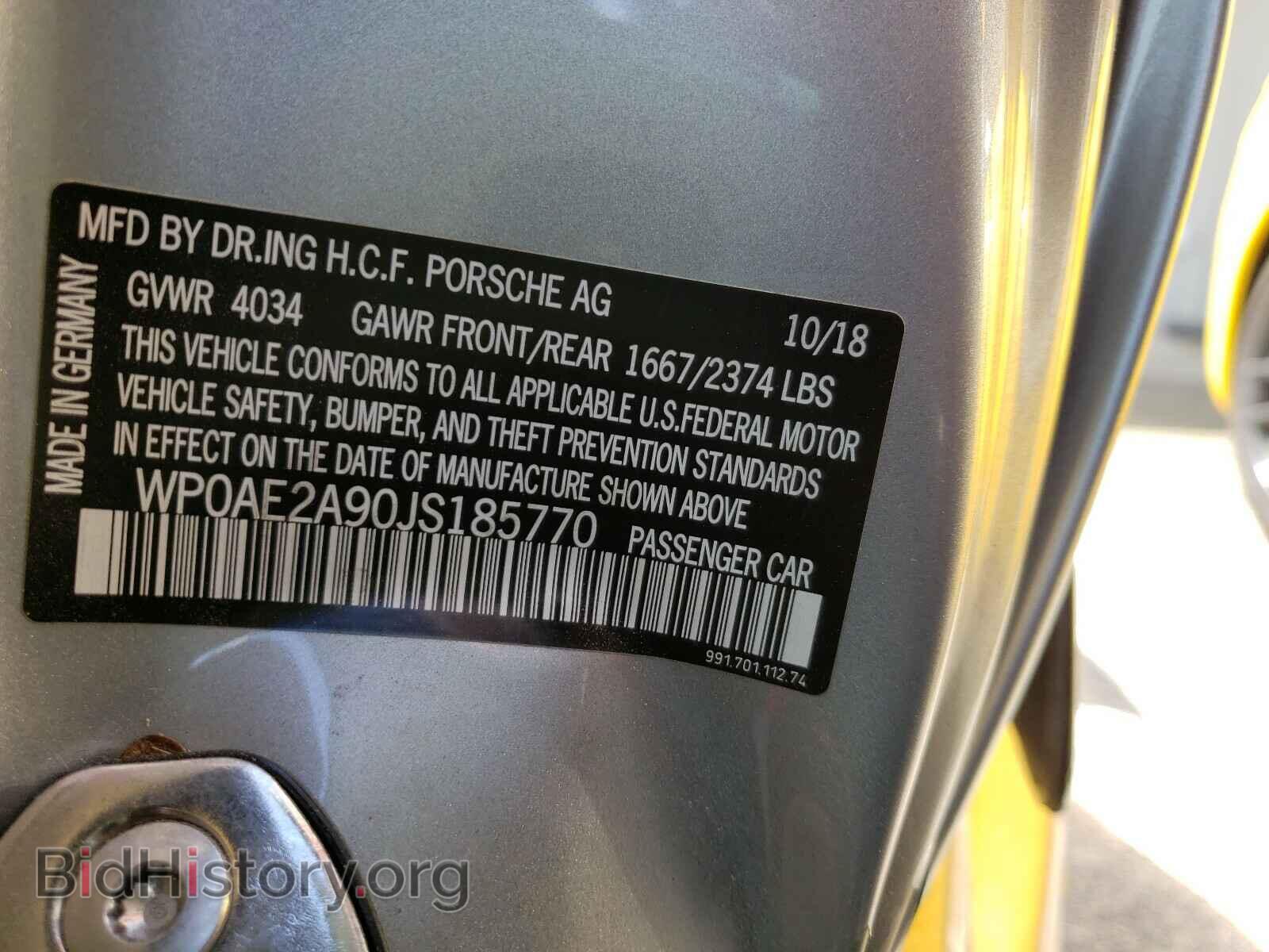 2018 PORSCHE 911 - VIN: WP0AE2A90JS185770 - Фото 10