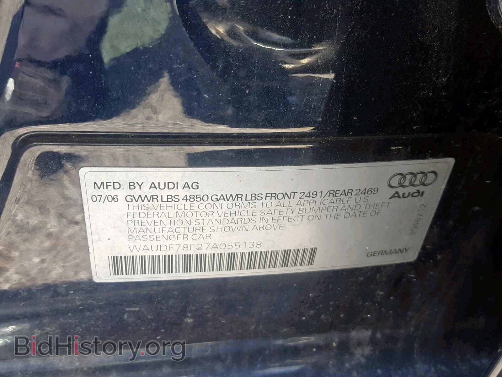 2007 AUDI A4 - VIN: WAUDF78E27A055138 - Фото 10