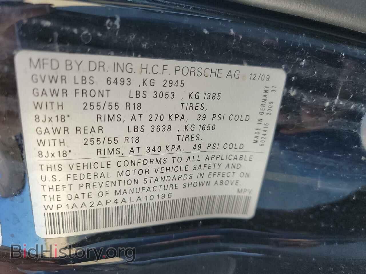 2010 PORSCHE CAYENNE - VIN: WP1AA2AP4ALA10196 - Photo 10