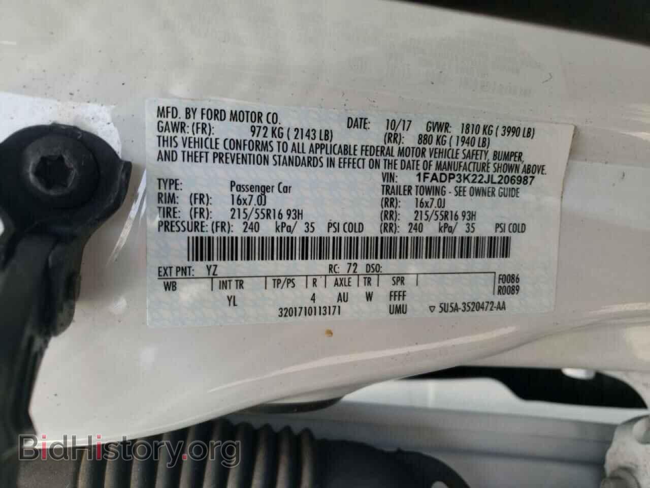 2018 FORD FOCUS - VIN: 1FADP3K22JL206987 - Фото 10