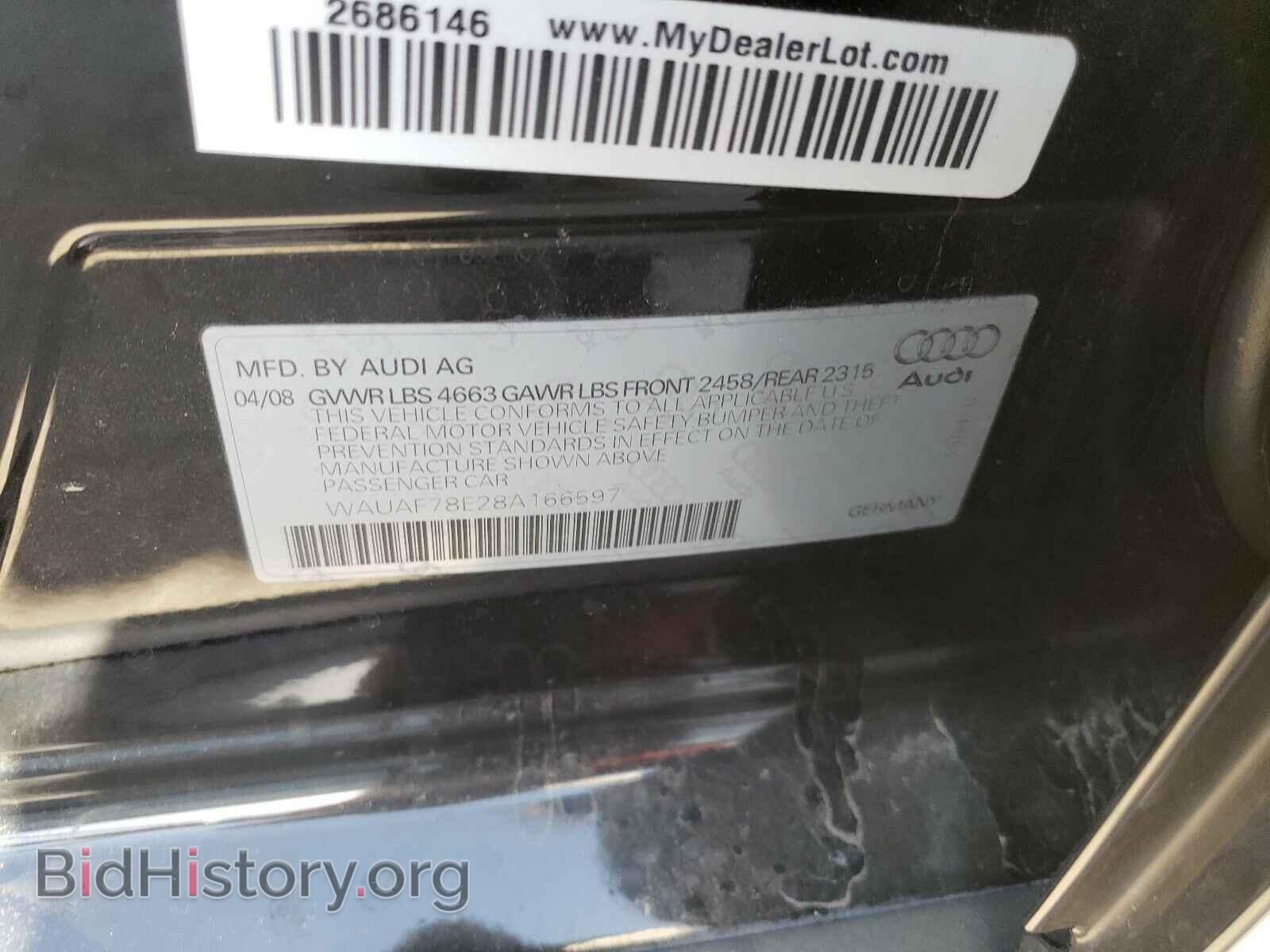 2008 AUDI A4 - VIN: WAUAF78E28A166597 - Фото 10