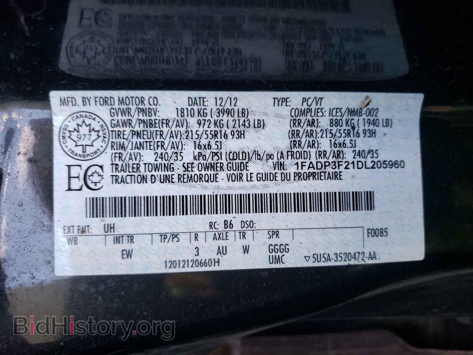 2013 FORD FOCUS - VIN: 1FADP3F21DL205960 - Фото 10