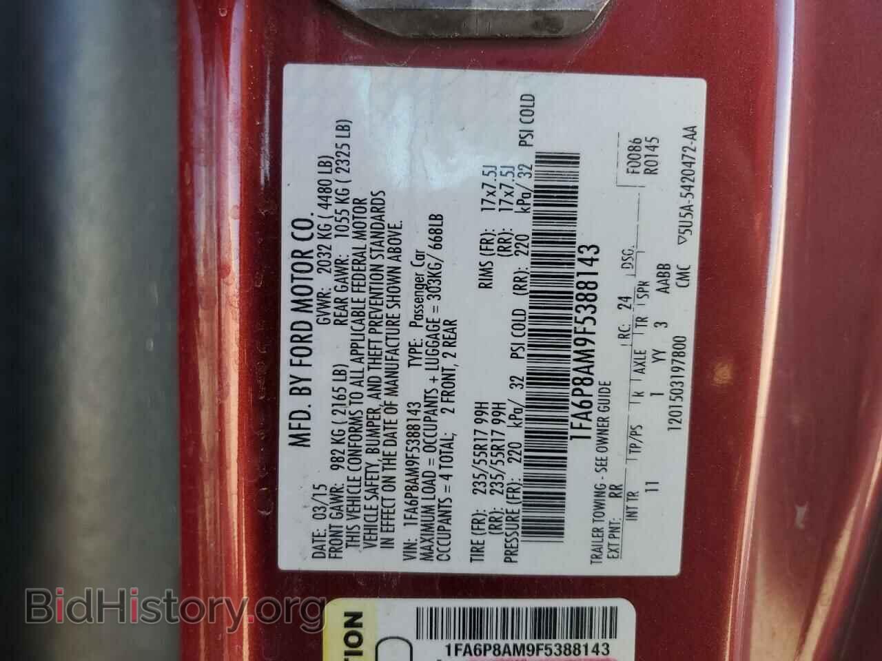 2015 FORD ALL Models - VIN: 1FA6P8AM9F5388143 - Photo 13