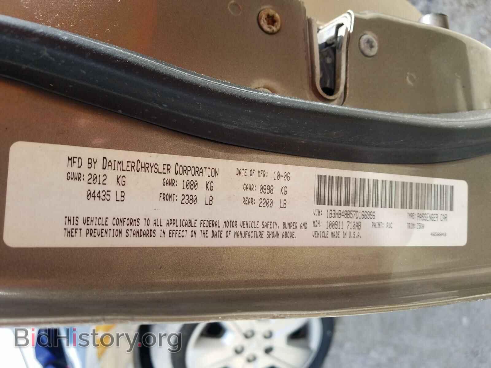 2007 DODGE CALIBER - VIN: 1B3HB48B57D166996 - Photo 10