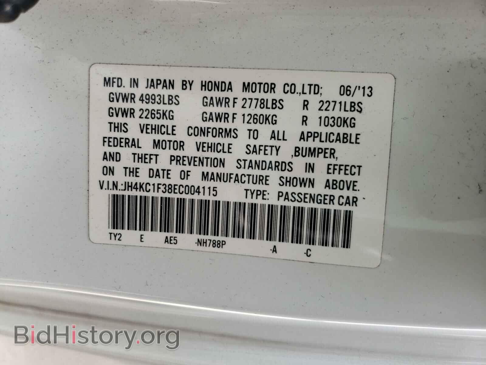 2014 ACURA RLX - VIN: JH4KC1F38EC004115 - Фото 10