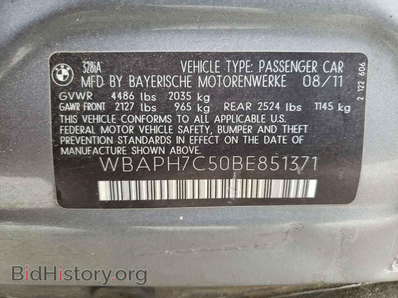 2011 BMW 3 SERIES - VIN: WBAPH7C50BE851371 - Фото 10