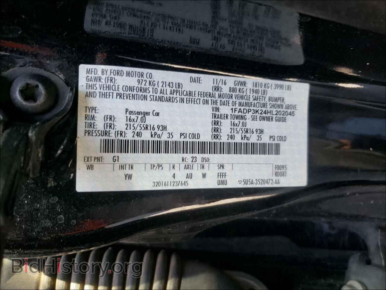 2017 FORD FOCUS - VIN: 1FADP3K24HL202045 - Фото 10
