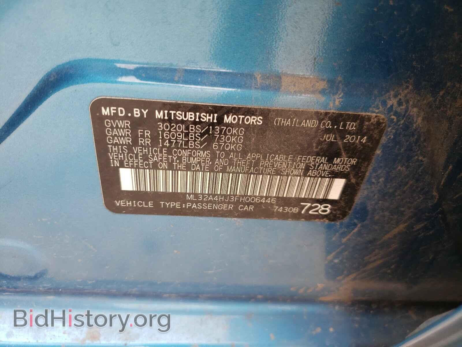 2015 MITSUBISHI MIRAGE - VIN: ML32A4HJ3FH006446 - Фото 10