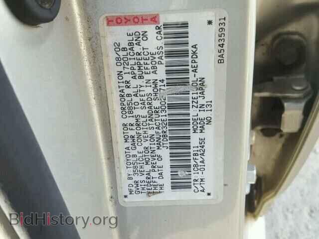 2003 TOYOTA COROLLA - VIN: JTDBR32E130025714 - Фото 10