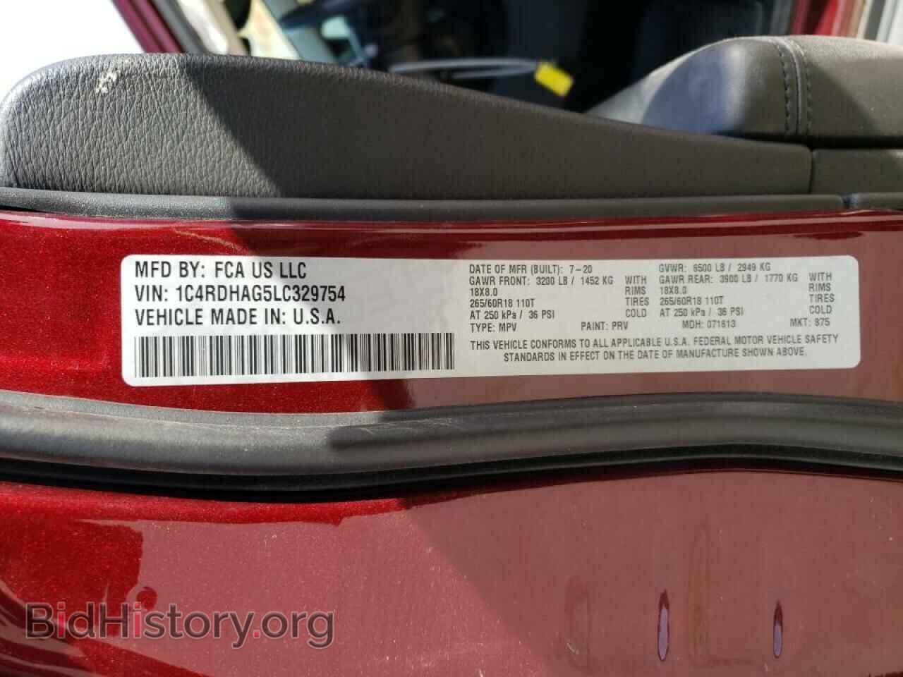 2020 DODGE DURANGO - VIN: 1C4RDHAG5LC329754 - Фото 10