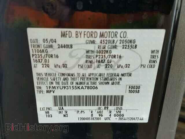 2005 FORD ESCAPE - VIN: 1FMYU93155KA78006 - Фото 10