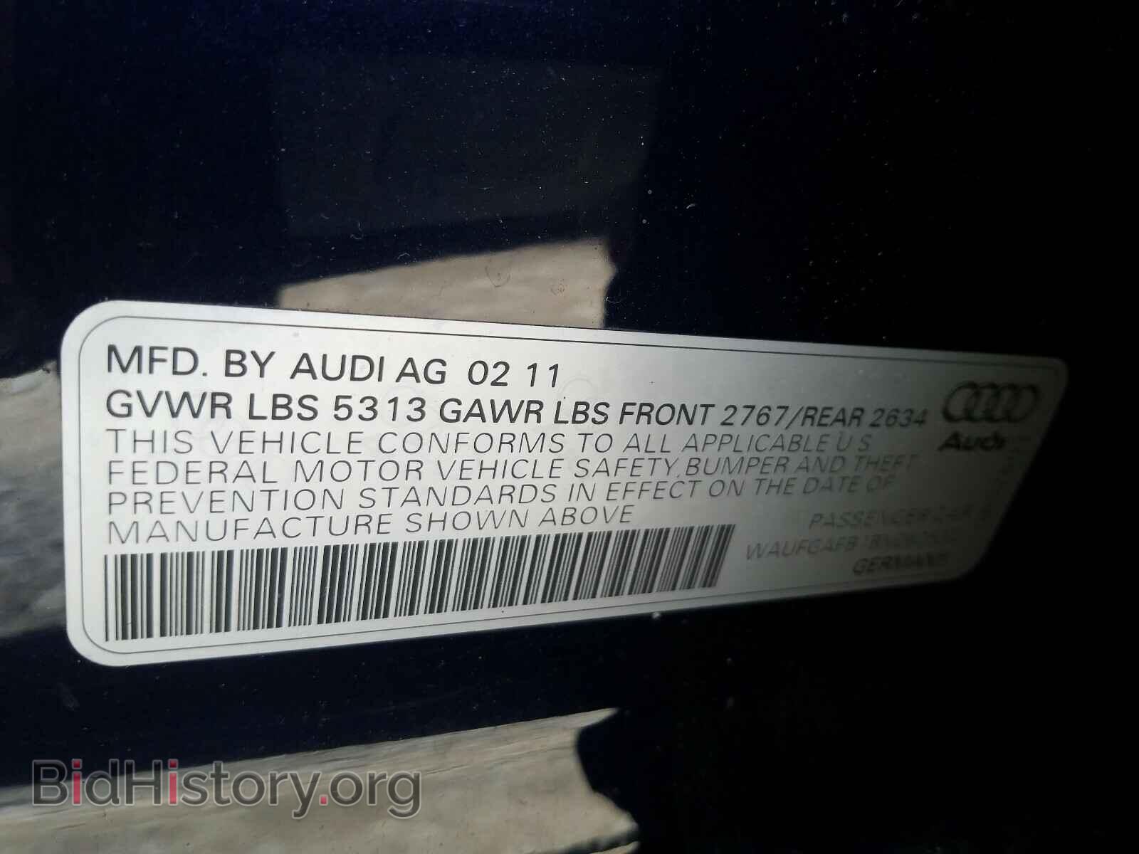 2011 AUDI A6 - VIN: WAUFGAFB1BN062532 - Фото 10
