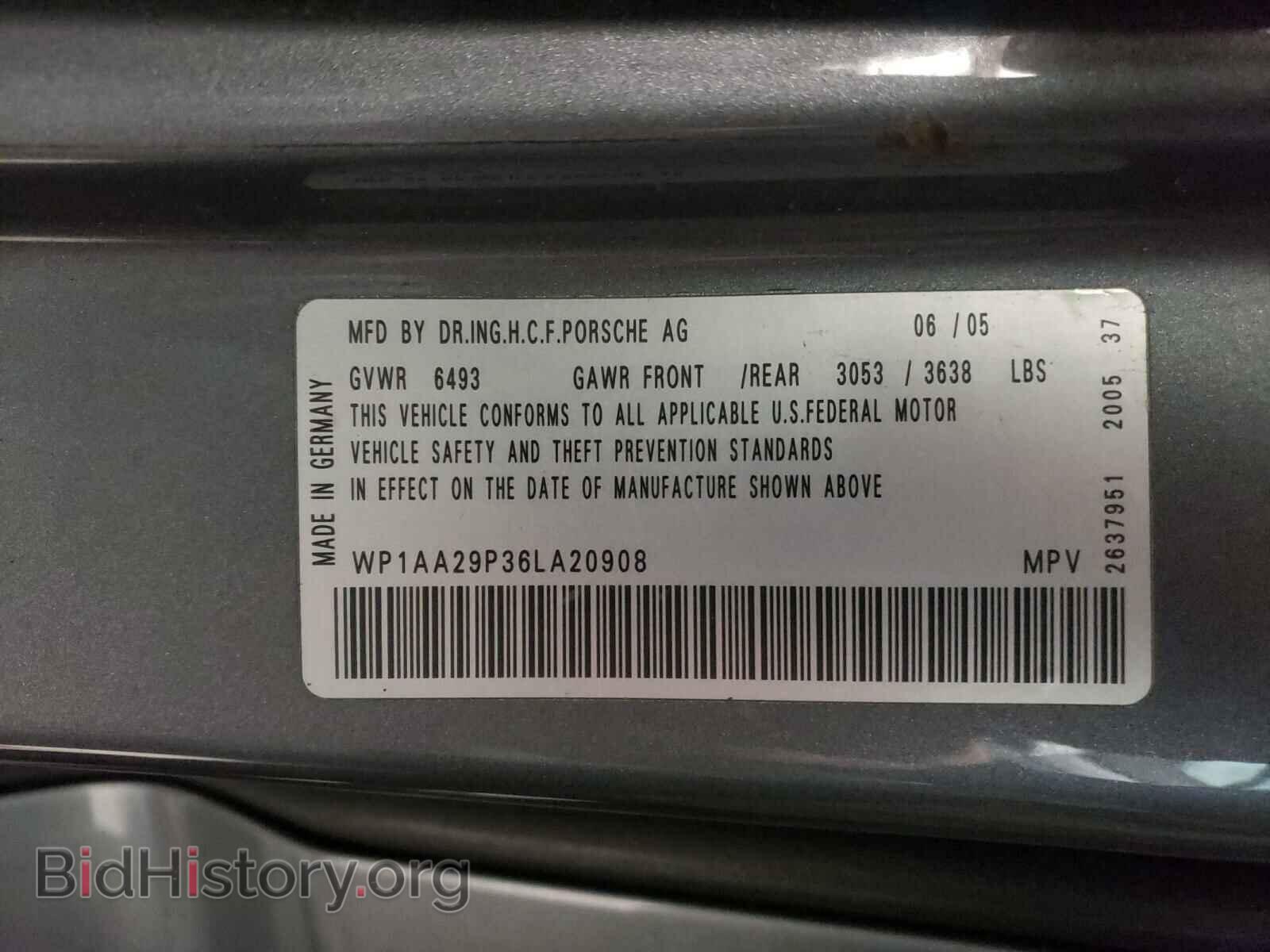 2006 PORSCHE CAYENNE - VIN: WP1AA29P36LA20908 - Фото 10