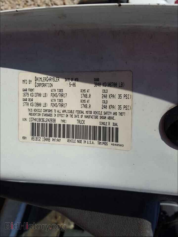 2006 DODGE RAM 1500 - VIN: 1D7HA18K96J242838 - Фото 10