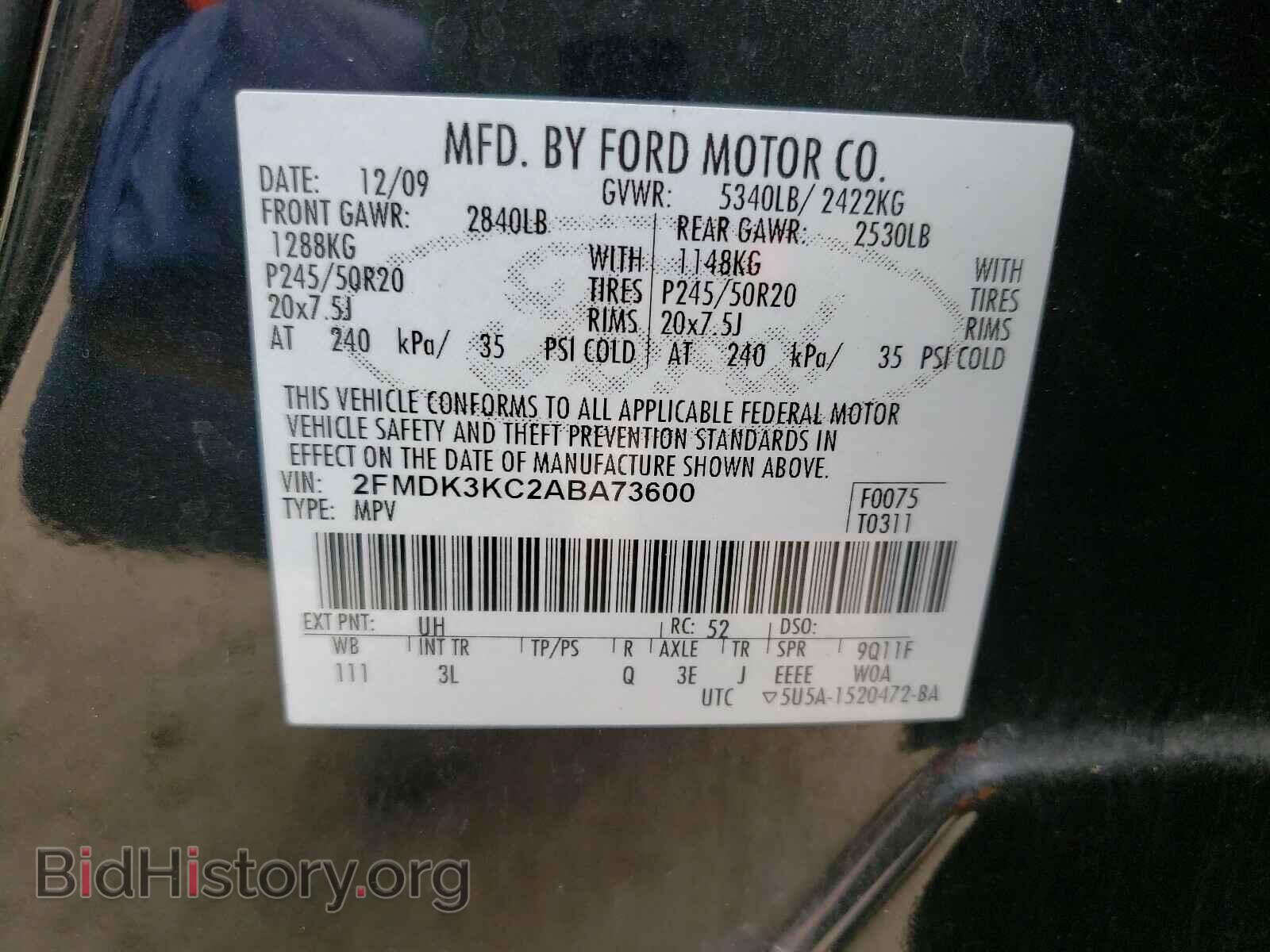 2010 FORD EDGE - VIN: 2FMDK3KC2ABA73600 - Photo 10