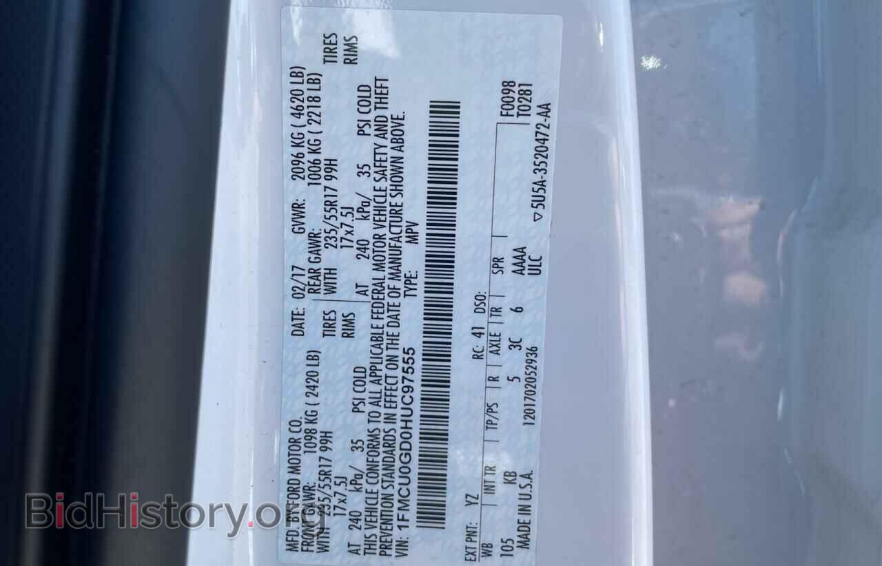 2017 FORD ESCAPE - VIN: 1FMCU0GD0HUC97555 - Фото 10