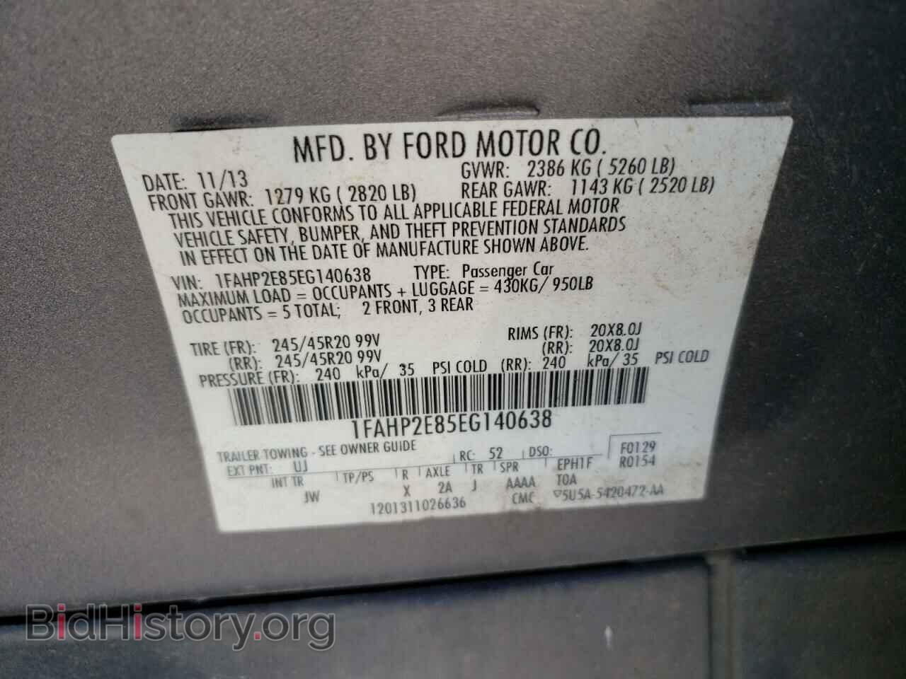 2014 FORD TAURUS - VIN: 1FAHP2E85EG140638 - Фото 13
