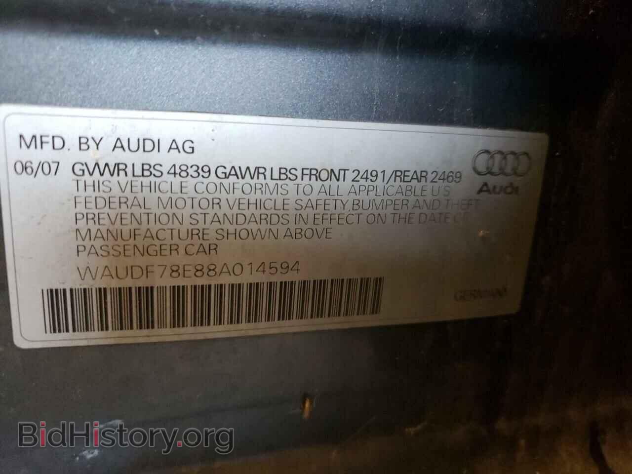 2008 AUDI A4 - VIN: WAUDF78E88A014594 - Фото 10