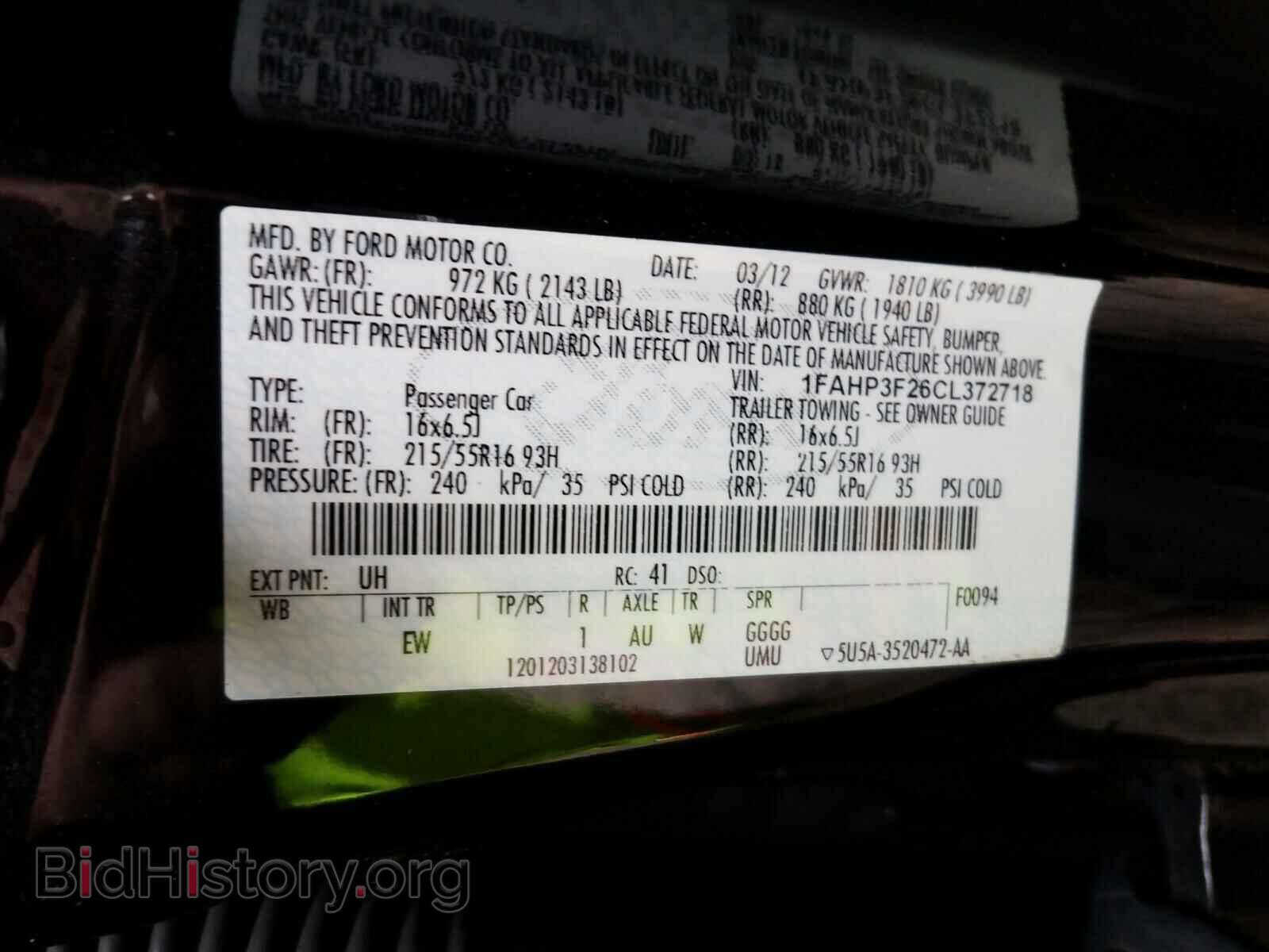2012 FORD FOCUS - VIN: 1FAHP3F26CL372718 - Фото 10