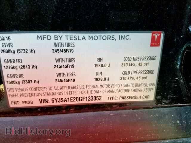 2016 TESLA MODEL S - VIN: 5YJSA1E20GF133052 - Фото 10