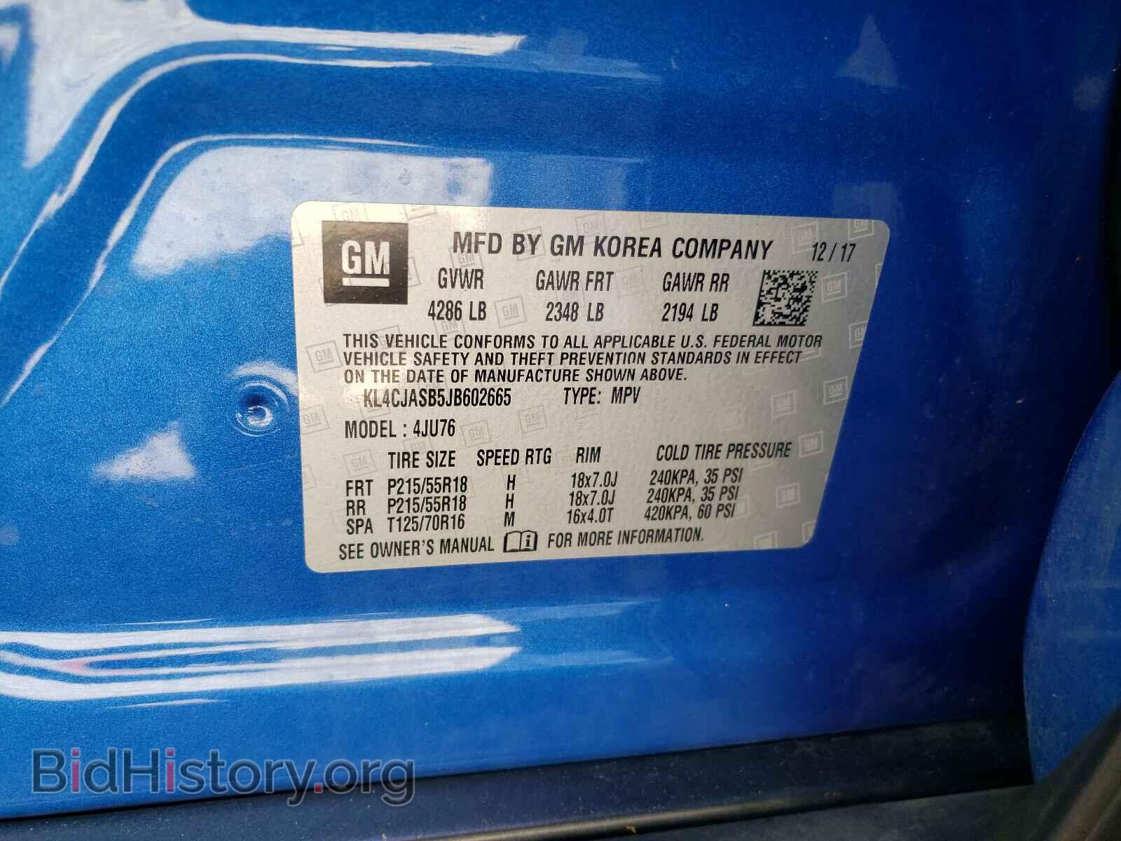 2018 BUICK ENCORE - VIN: KL4CJASB5JB602665 - Фото 10