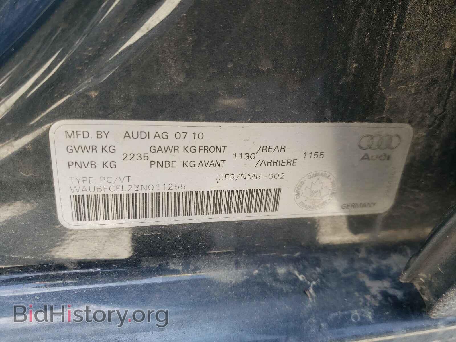 2011 AUDI A4 - VIN: WAUBFCFL2BN011255 - Фото 10
