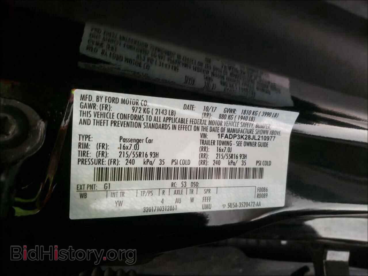 2018 FORD FOCUS - VIN: 1FADP3K28JL210977 - Фото 10