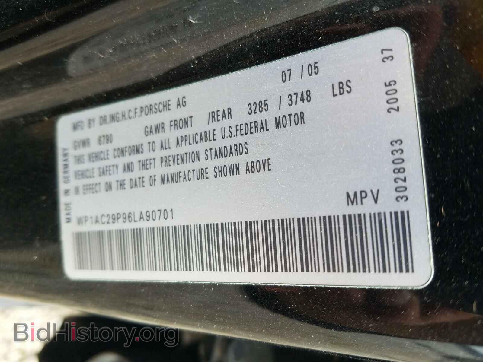 2006 PORSCHE CAYENNE - VIN: WP1AC29P96LA90701 - Фото 10
