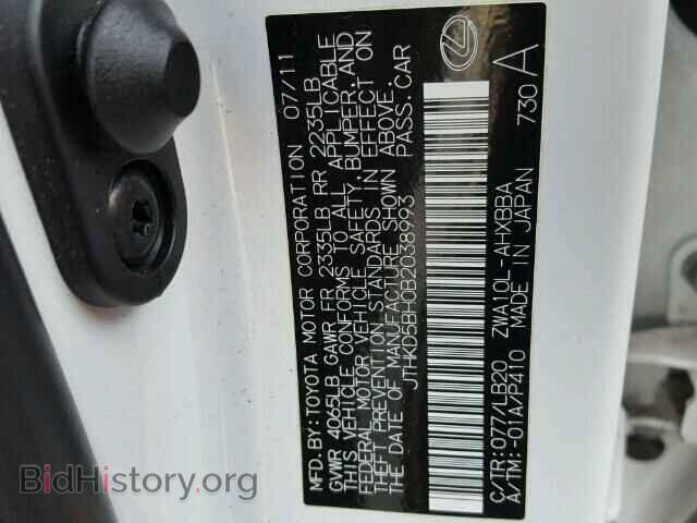 2011 LEXUS CT 200 - VIN: JTHKD5BH0B2038993 - Фото 10