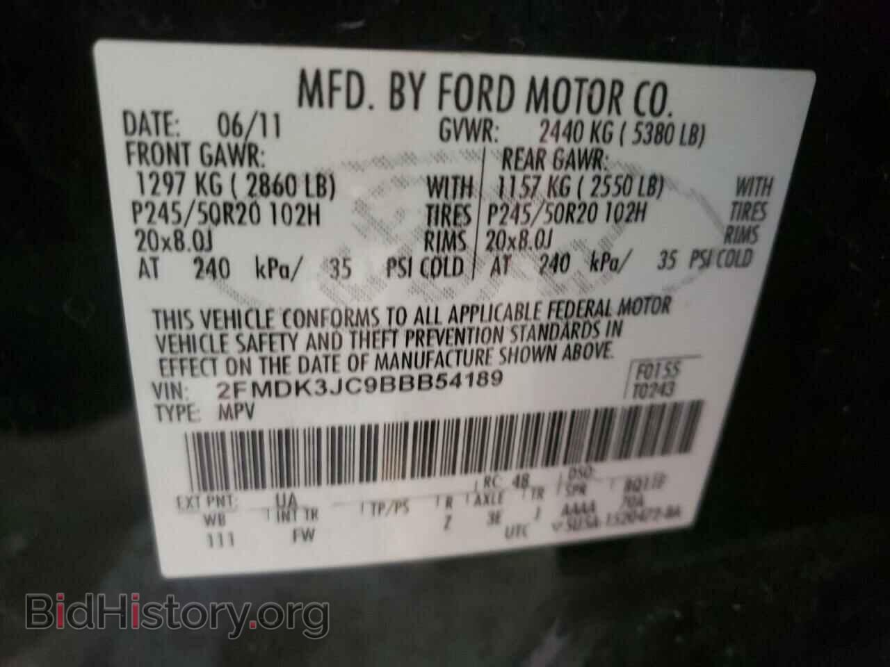2011 FORD EDGE - VIN: 2FMDK3JC9BBB54189 - Фото 10