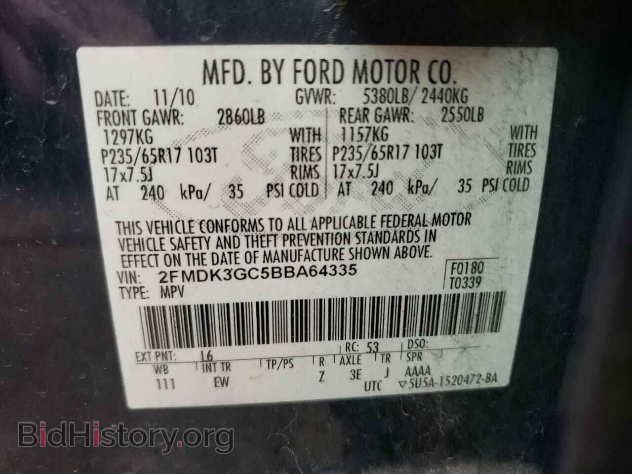2011 FORD EDGE - VIN: 2FMDK3GC5BBA64335 - Фото 10