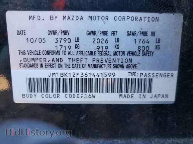 2006 MAZDA 3 - VIN: JM1BK12F361441599 - Фото 10