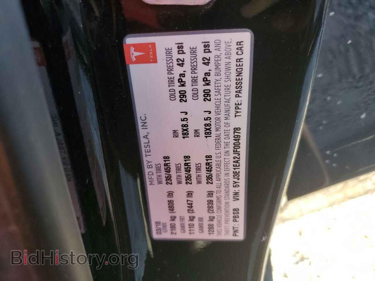 2018 TESLA MODEL 3 - VIN: 5YJ3E1EA2JF004978 - Фото 12