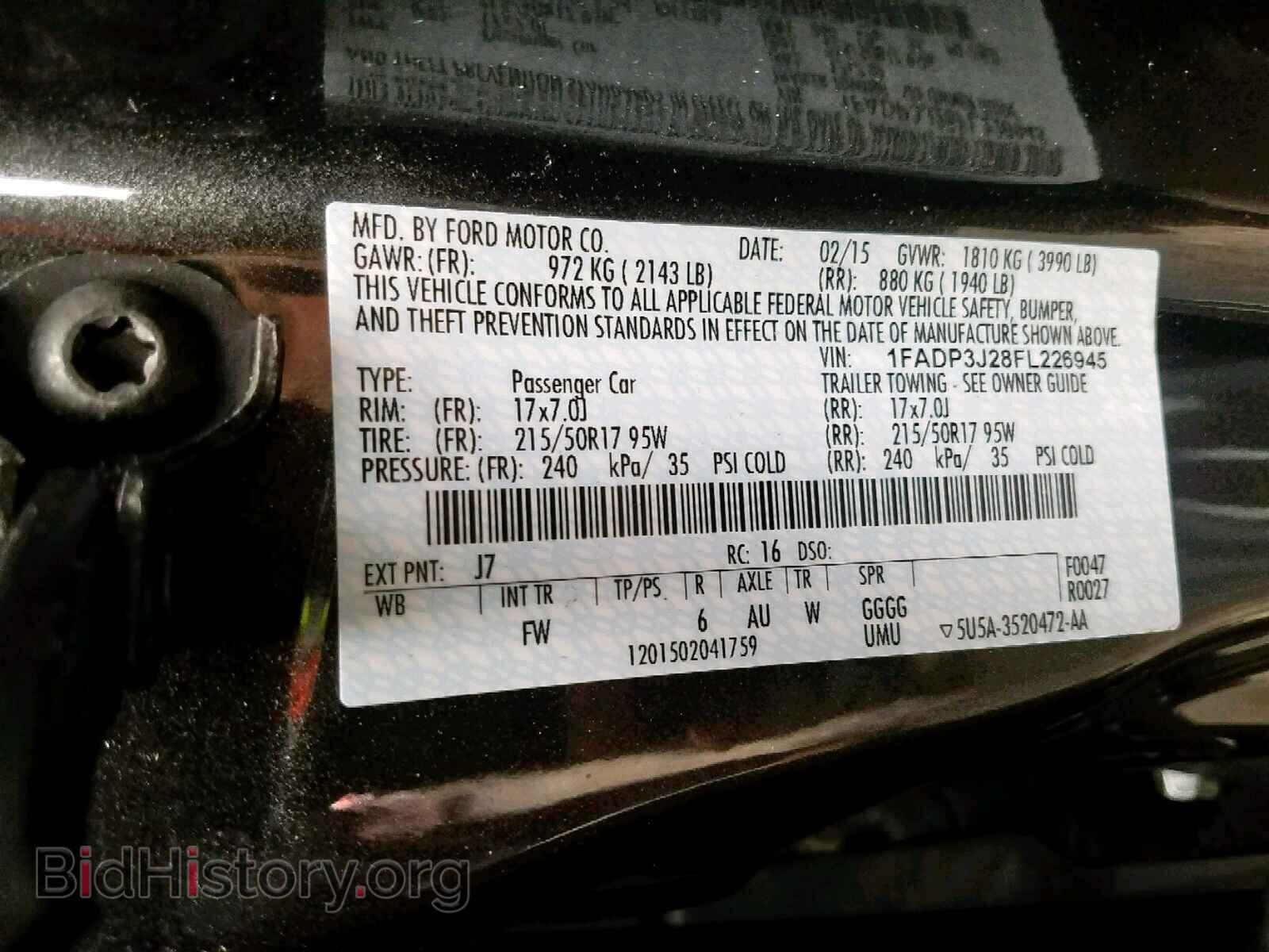 2015 FORD FOCUS - VIN: 1FADP3J28FL226945 - Фото 10