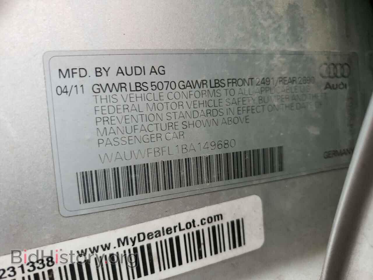 2011 AUDI A4 - VIN: WAUWFBFL1BA149680 - Фото 13