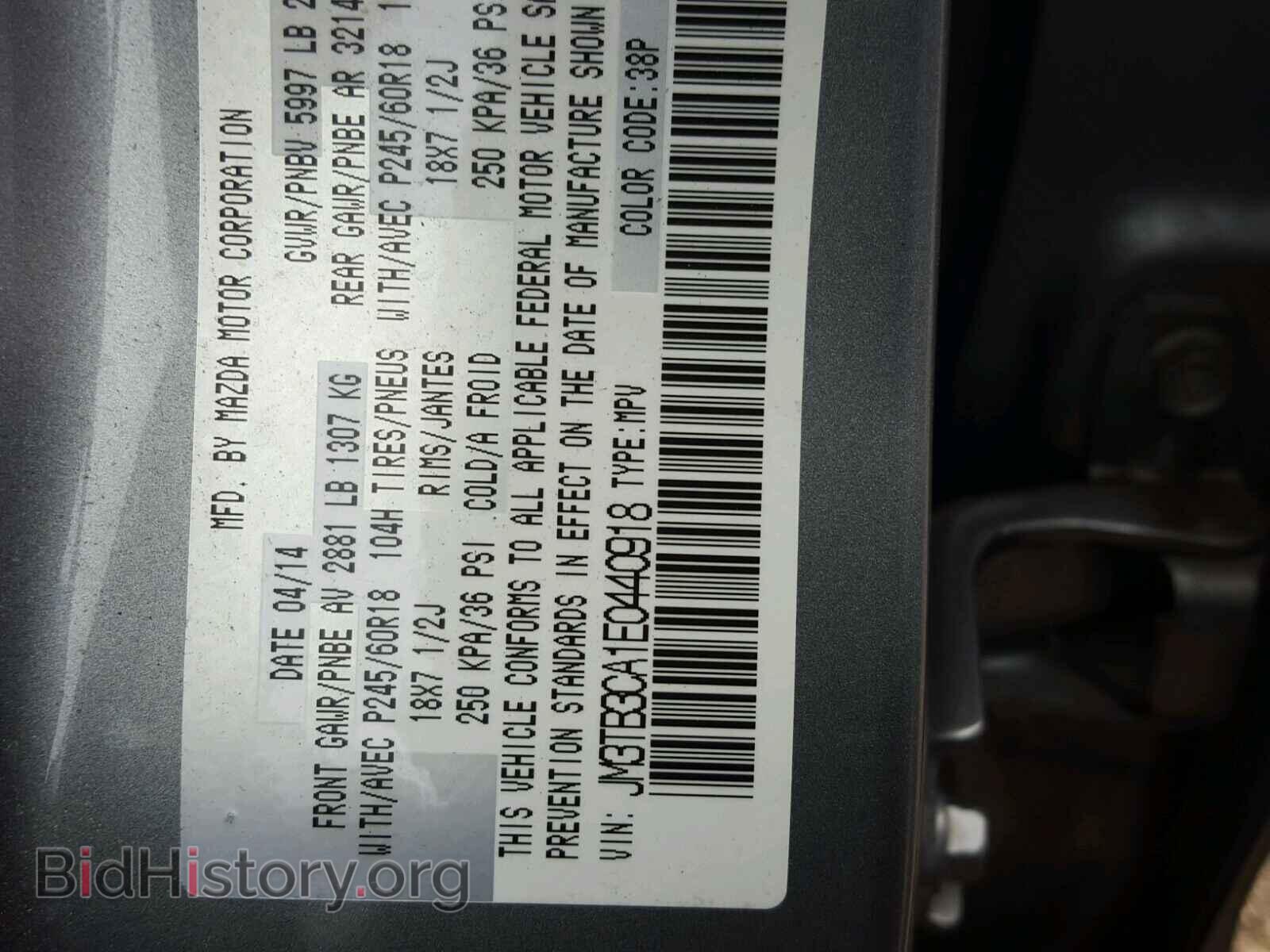 2014 MAZDA CX-9 - VIN: JM3TB3CA1E0440918 - Фото 10