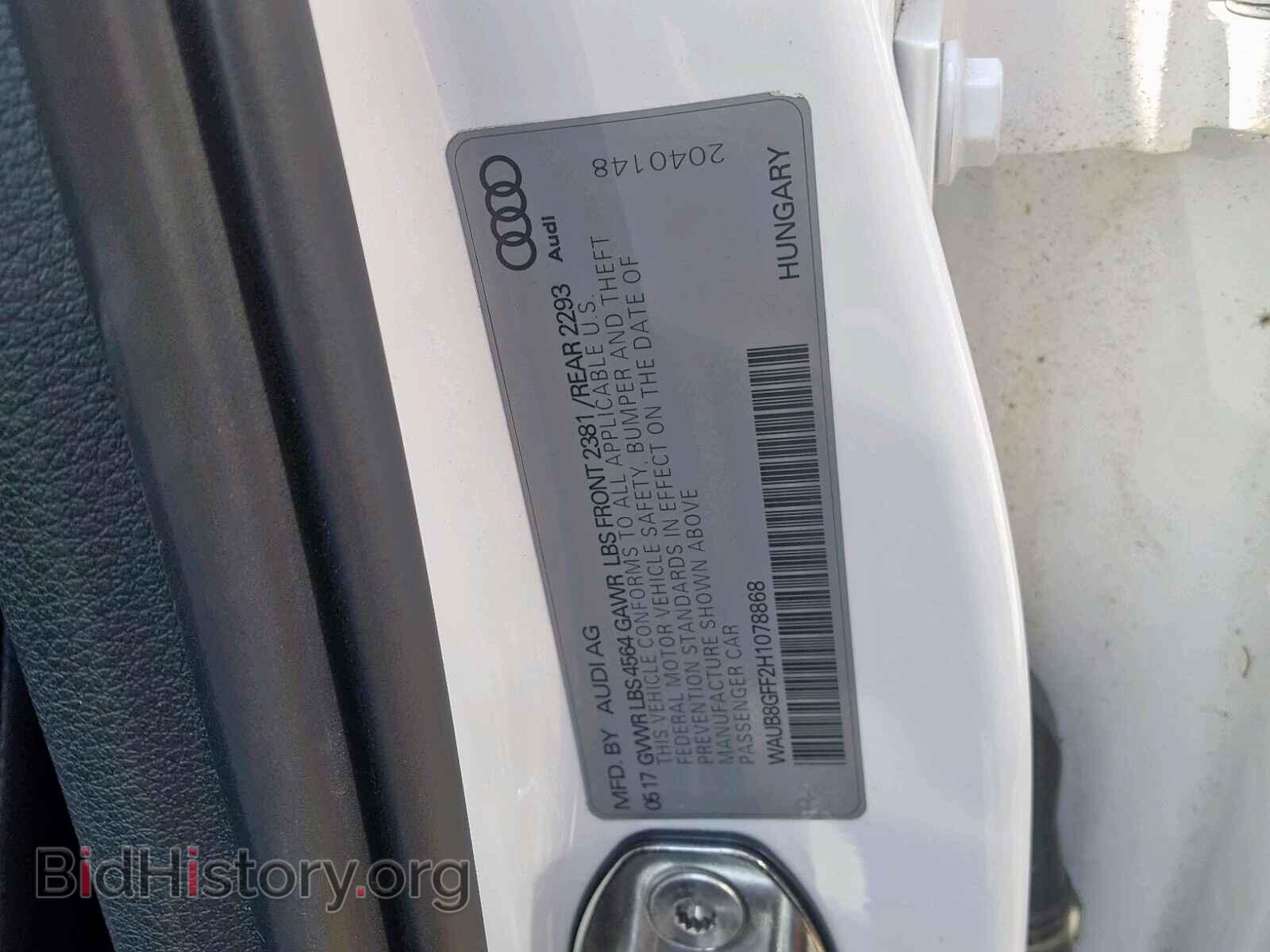 2017 AUDI A3 - VIN: WAUB8GFF2H1078868 - Фото 10