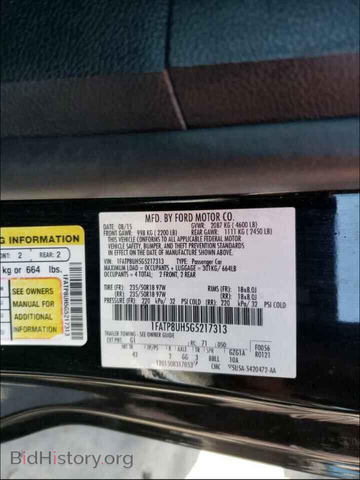 2016 FORD MUSTANG - VIN: 1FATP8UH5G5217313 - Фото 10