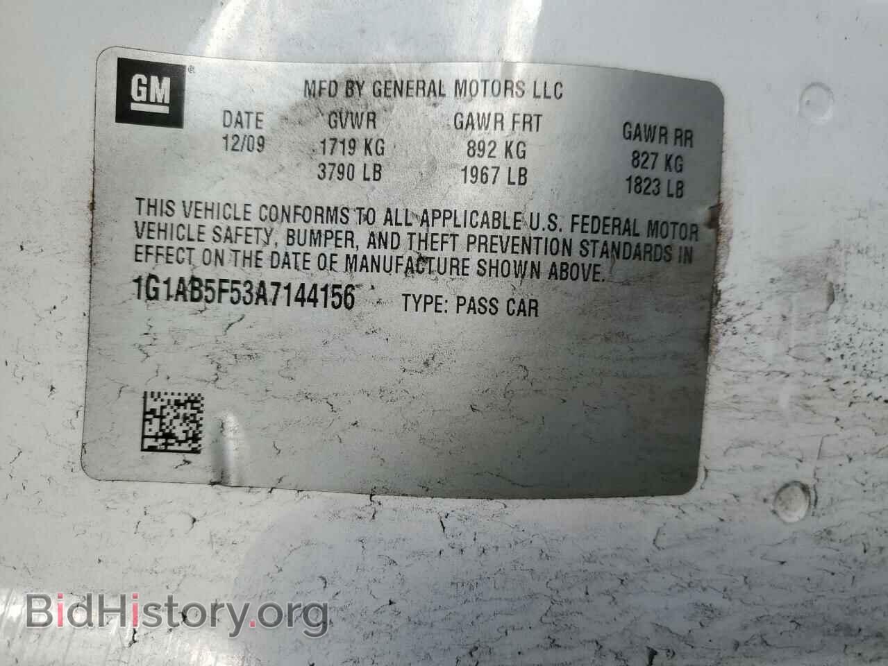 2010 CHEVROLET ALL Models - VIN: 1G1AB5F53A7144156 - Фото 12
