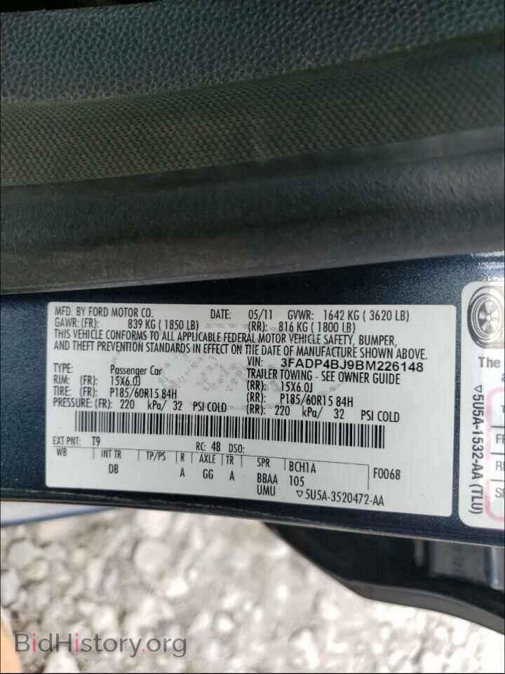2011 FORD FIESTA - VIN: 3FADP4BJ9BM226148 - Фото 10