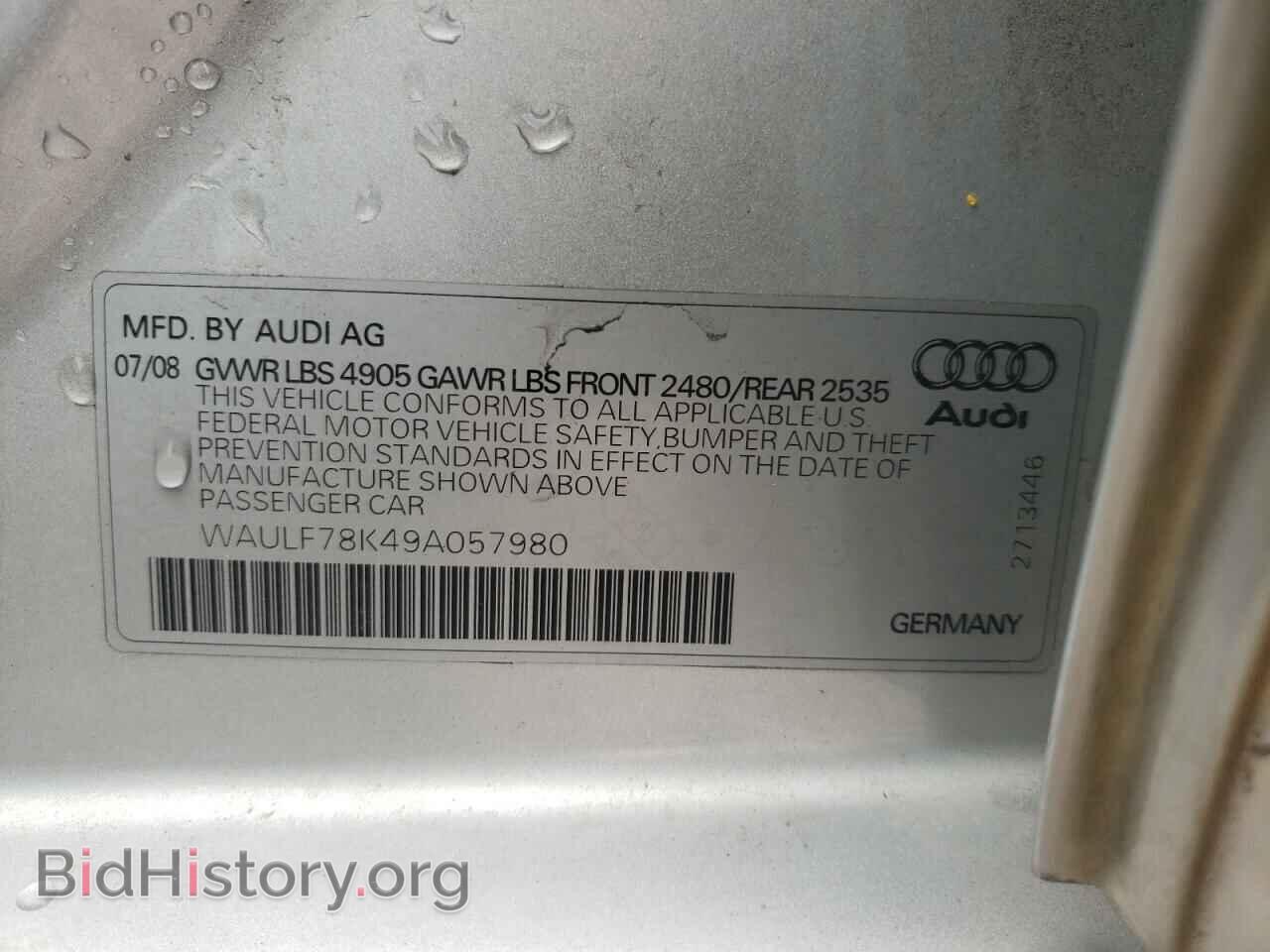 2009 AUDI A4 - VIN: WAULF78K49A057980 - Фото 10